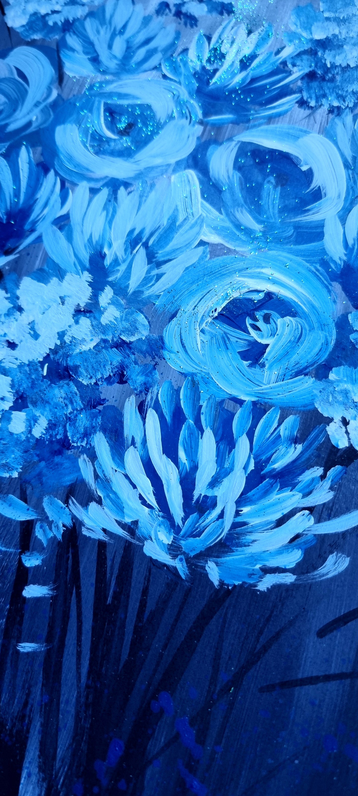 Blue flowers.