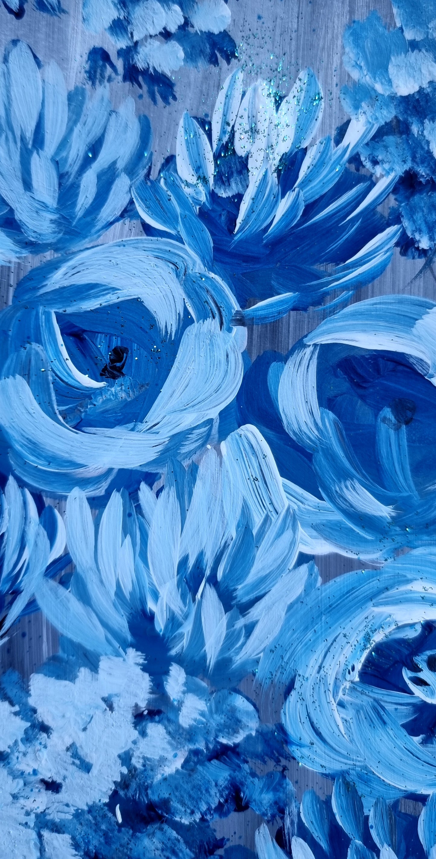 Blue flowers.