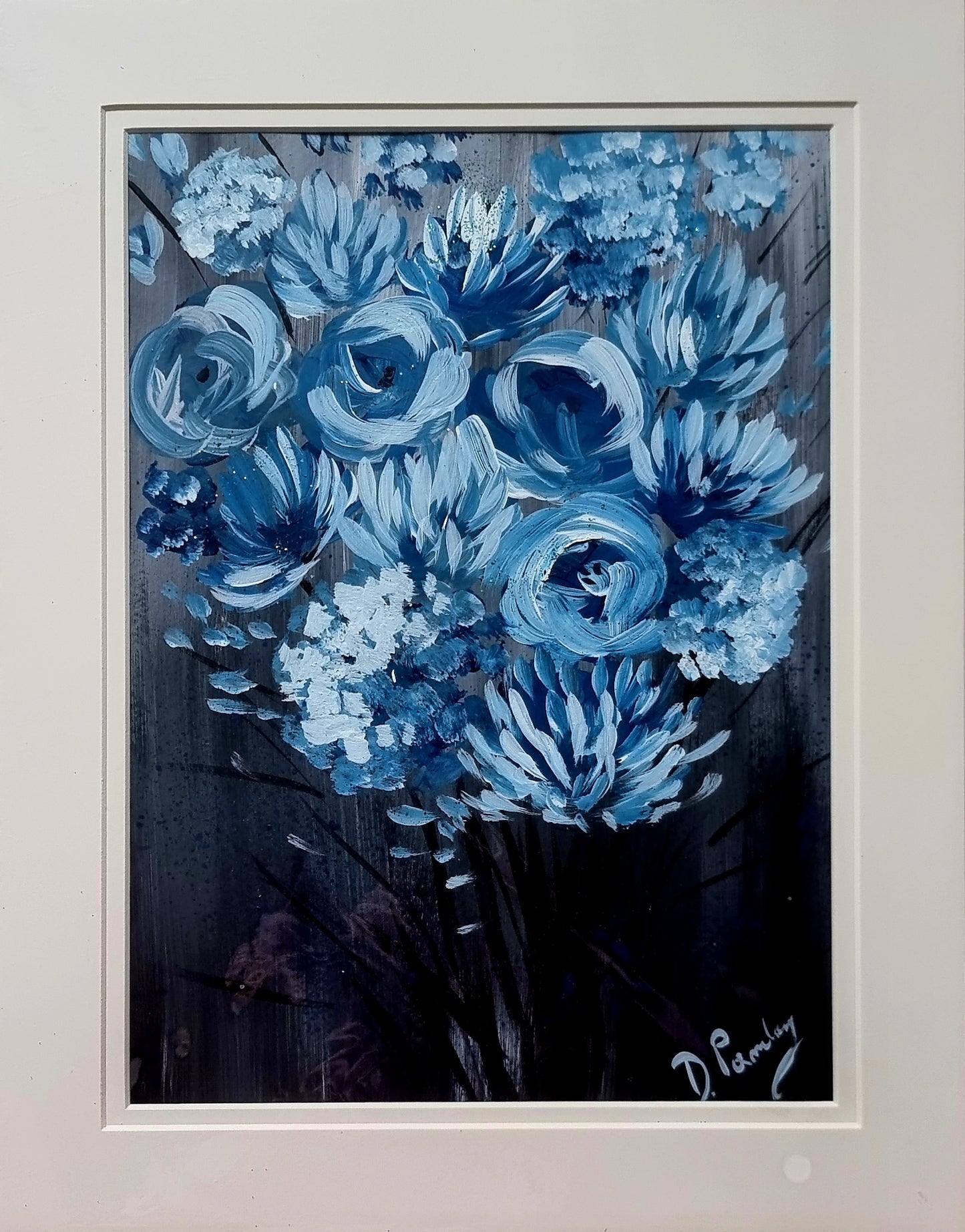 Blue flowers.