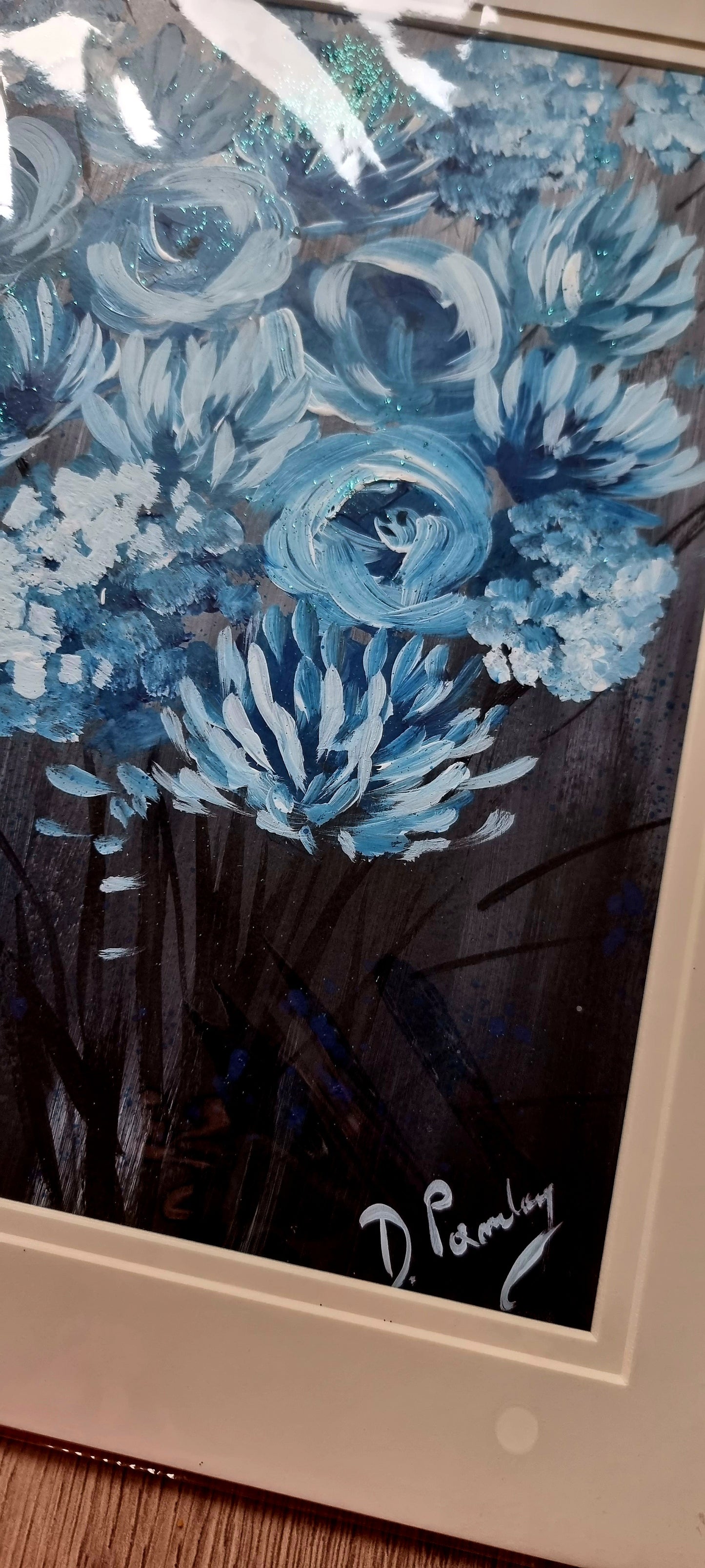 Blue flowers.